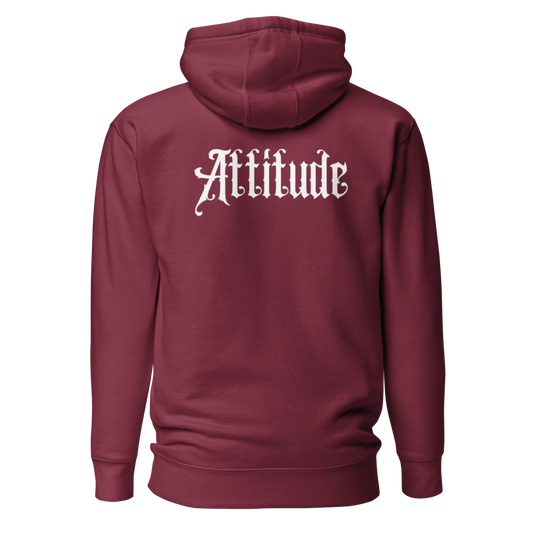 Sweat à Capuche Attitude — Bordeaux — vue de dos avec design Attitude