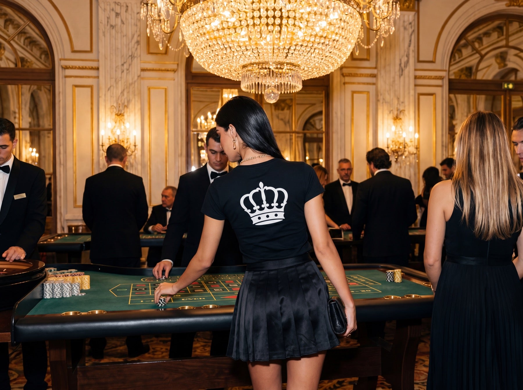 T-shirt noir Attitude porté en jet privé, coton filé à l'anneau