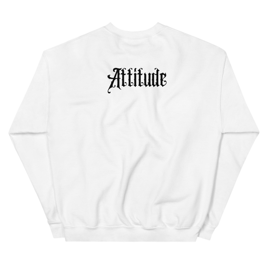 Pull Attitude — Blanc — vue de dos avec design Attitude